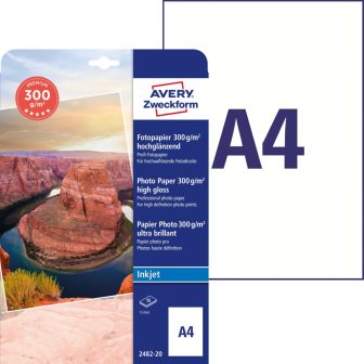 Avery Zweckform 2482-20 tintasugaras nyomtatóval nyomtatható prémium minőségű egyoldalas fotópapír Avery Zweckform 2482-20 tintasugaras nyomtatóval nyomtatható prémium minőségű egyoldalas fotópapír