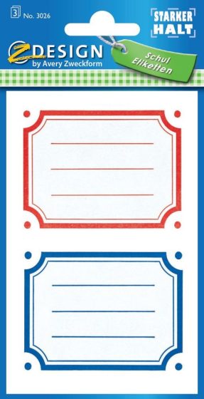 Avery Zweckform Z-Design No. 3026 öntapadó füzet matrica - piros, kék, zöld, sárga kerettel - kiszerelés: 3 ív / csomag (Avery Z-Design 3026)