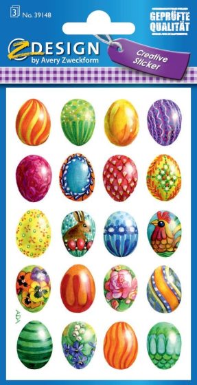 Avery Zweckform Z-Design No. 39148 húsvéti papír matrica - színes húsvéti tojások motívumokkal - kiszerelés: 3 ív / csomag (Avery Z-Design 39148)