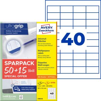 Avery Zweckform 4780-65 nyomtatható öntapadós etikett címke