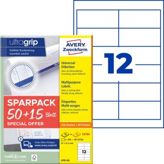 Avery Zweckform 4781-65 nyomtatható öntapadós etikett címke