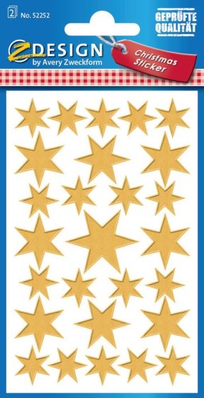 Avery Zweckform Z-Design No. 52252 karácsonyi átlátszó matrica - arany színű csillagok mintával - kiszerelés: 2 ív / csomag (Avery Z-Design 52252)