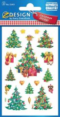   Avery Zweckform Z-Design No. 52401 karácsonyi papír matrica - feldíszített karácsonyfa motívumokkal - kiszerelés: 3 ív / csomag (Avery Z-Design 52401)