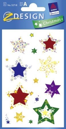 Avery Zweckform Z-Design No. 52718 karácsonyi aranyozott papír matrica - színes csillagok mintával - kiszerelés: 2 ív / csomag (Avery Z-Design 52718)