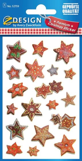 Avery Zweckform Z-Design No. 52759 karácsonyi aranyozott papír matrica - dombornyomással, csillagok mintával - kiszerelés: 1 ív / csomag (Avery Z-Design 52759)