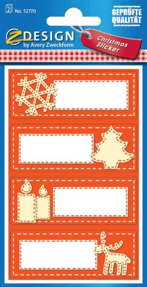 Avery Zweckform Z-Design No. 52770 öntapadó papír matrica - karácsonyi ajándékkísérő motívumokkal - kiszerelés: 2 ív / csomag (Avery Z-Design 52770)