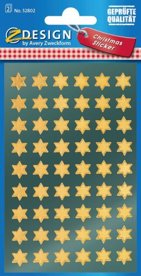 Avery Zweckform Z-Design No. 52802 magasfényű, öntapadó fólia matrica - arany színű csillagokkal - kiszerelés: 2 ív / csomag (Avery Z-Design 52802)