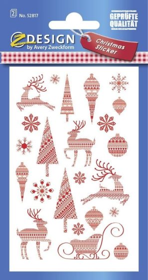 Avery Zweckform Z-Design No. 52817 öntapadó papír matrica - piros színű karácsonyi figurák motívumokkal - kiszerelés: 2 ív / csomag (Avery Z-Design 52817)