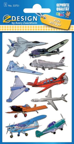 Avery Zweckform Z-Design No. 53751 3D hatású matrica különféle repülőgép motívumokkal - 1 ív / csomag (Avery Z-Design 53751)