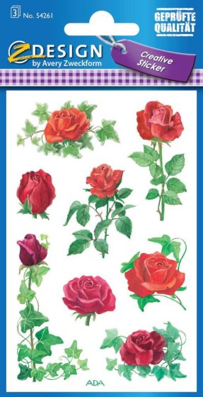 Avery Zweckform Z-Design No. 54261 öntapadó papír matrica - piros színű rózsák mintával - kiszerelés: 3 ív / csomag (Avery Z-Design 54261)