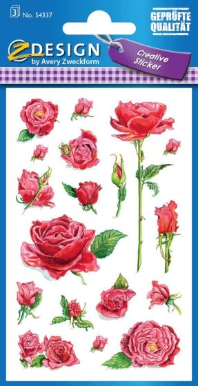 Avery Zweckform Z-Design No. 54337 öntapadó papír matrica - piros színű rózsák mintával - kiszerelés: 3 ív / csomag (Avery Z-Design 54337)