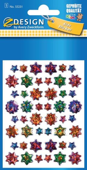 Avery Zweckform Z-Design No. 55231 kristály 3D matrica - különböző színű csillag mintával - kiszerelés: 1 ív / csomag (Avery Z-Design 55231)