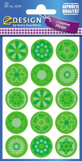Avery Zweckform Z-Design No. 55597 öntapadó papír matrica - zöld virágok képekkel - kiszerelés: 2 ív / csomag (Avery Z-Design 55597)