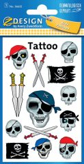   Avery Zweckform Z-Design No. 56632 öntapadó tetoválás matrica - kalóz koponyák és kardok motívumokkal - kiszerelés: 1 ív / csomag (Avery Z-Design 56632)