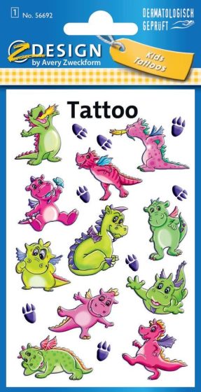 Avery Zweckform Z-Design No. 56692 öntapadó tetoválás matrica - színes sárkányok motívumokkal - kiszerelés: 1 ív / csomag (Avery Z-Design 56692)