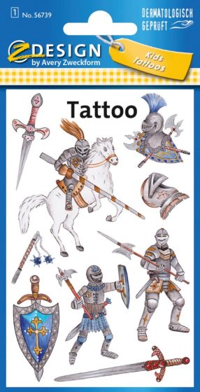 Avery Zweckform Z-Design No. 56739 öntapadó tetoválás matrica - középkori lovagok motívumokkal - kiszerelés: 1 ív / csomag (Avery Z-Design 56739)