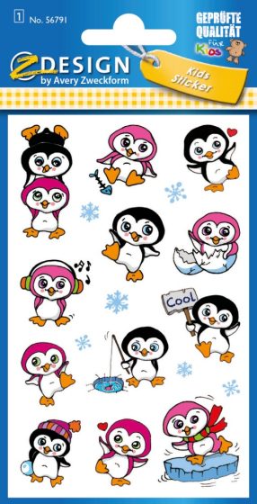 Avery Zweckform Z-Design No. 56791 öntapadó fémhatású matrica - pingvines képekkel - kiszerelés: 1 ív / csomag (Avery Z-Design 56791)