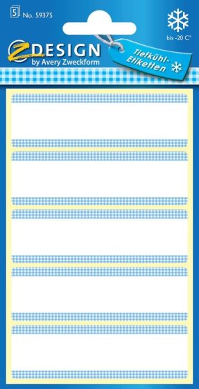 Avery Zweckform Z-Design No. 59375 papír matrica fagyasztott termékek feliratozására, megjelölésére - fehér színben kék színű kockás kerettel - kiszerelés: 5 ív / csomag (Avery Z-Design 59375)