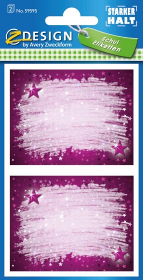 Avery Zweckform Z-Design No. 59595 öntapadó füzet matrica - rózsaszín csillag motívumokkal - kiszerelés: 2 ív / csomag (Avery Z-Design 59595)