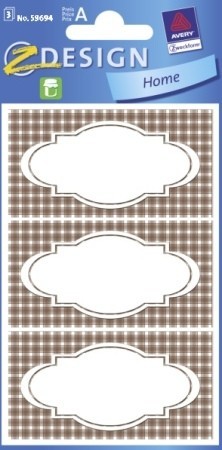 Avery Zweckform Z-Design No. 59694 papír matrica befőttes üvegre - kockás mintával - kiszerelés: 3 ív / csomag (Avery Z-Design 59694)