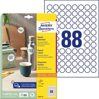 Avery Zweckform 6222-10 kör alakú nyomtatható öntapadós etikett címke