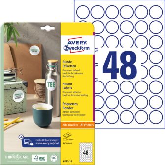 Avery Zweckform 6223-10 kör alakú nyomtatható öntapadós etikett címke