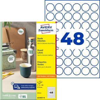 Avery Zweckform 6223REV-10 kör alakú nyomtatható öntapadós etikett címke