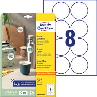 Avery Zweckform 6228REV-10 kör alakú nyomtatható öntapadós etikett címke