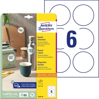 Avery Zweckform 6229-10 kör alakú nyomtatható öntapadós etikett címke