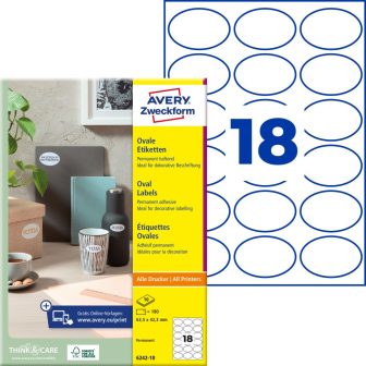 Avery Zweckform 6242-10 ovális alakú nyomtatható öntapadós termék címke
