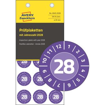 Avery Zweckform 6943-2028 időjárásálló felülvizsgálati címke 2028-as évszámmal