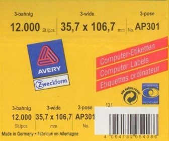 Avery Zweckform AP301 nyomtatható öntapadós leporellós címke mátrix nyomtatóhoz