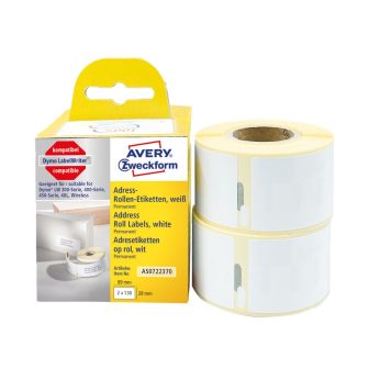 Avery Zweckform AS0722370 címkenyomtatóval nyomtatható tekercses öntapadós címzés címke