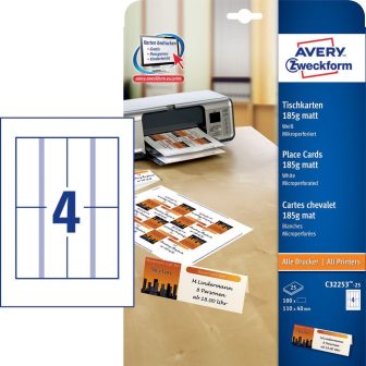 Avery Zweckform C32253-25 univerzálisan nyomtatható kétoldalas ültetőkártya