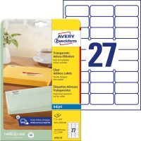 Avery Zweckform J4721-25 nyomtatható öntapadós átlátszó címzés címke tintasugaras nyomtatóhoz