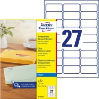 Avery Zweckform J4721-25 nyomtatható öntapadós átlátszó címzés címke tintasugaras nyomtatóhoz
