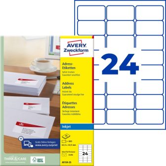 Avery Zweckform J8159-25 nyomtatható öntapadós címzés címke tintasugaras nyomtatóhoz