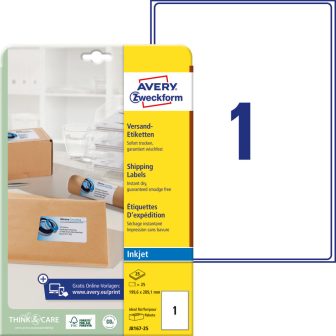 Avery Zweckform J8167-25 nyomtatható öntapadós csomag címke tintasugaras nyomtatóhoz
