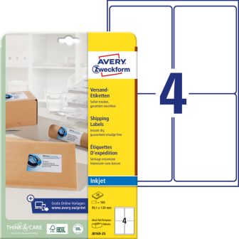Avery Zweckform J8169-25 nyomtatható öntapadós csomag címke tintasugaras nyomtatóhoz