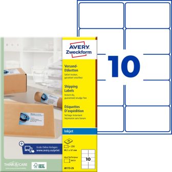 Avery Zweckform J8173-25 nyomtatható öntapadós csomag címke tintasugaras nyomtatóhoz