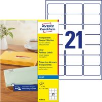 Avery Zweckform J8560-25 nyomtatható öntapadós átlátszó címzés címke tintasugaras nyomtatóhoz