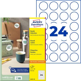 Avery Zweckform L3415-10 kör alakú nyomtatható öntapadós etikett címke