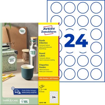 Avery Zweckform L3415-100 kör alakú nyomtatható öntapadós etikett címke