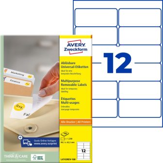 Avery Zweckform L4743REV-100 nyomtatható öntapadós visszaszedhető etikett címke