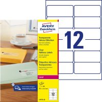 Avery Zweckform L4772-25 nyomtatható öntapadós átlátszó címzés címke