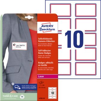 Avery Zweckform L4786-20 textilre ragasztható nyomtatható öntapadós névcímke