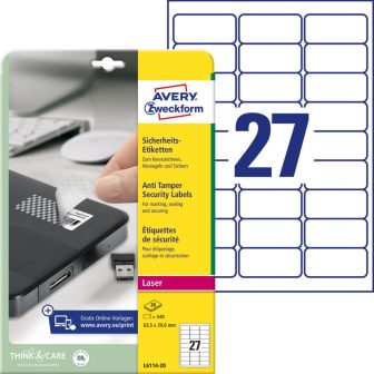 Avery Zweckform L6114-20 nyomtatható öntapadós biztonsági etikett címke