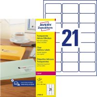 Avery Zweckform L7560-25 nyomtatható öntapadós átlátszó címzés címke