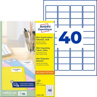 Avery Zweckform L7654-100 nyomtatható öntapadós mini rendszerező címke Avery Zweckform L7654-100 nyomtatható öntapadós mini rendszerező címke