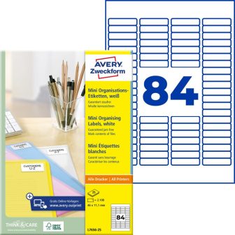 Avery Zweckform L7656-25 nyomtatható öntapadós mini rendszerező címke